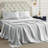 Bedsure Satin Sheets King Size–4 Piece Silky Bed Set, 15" Deep Pocket Fitted Sheet, Flat Sheet & 2 Pillowcases, Buttery-Smooth, Good for Hair & Skin (Silver Gray)-128731626-128731618