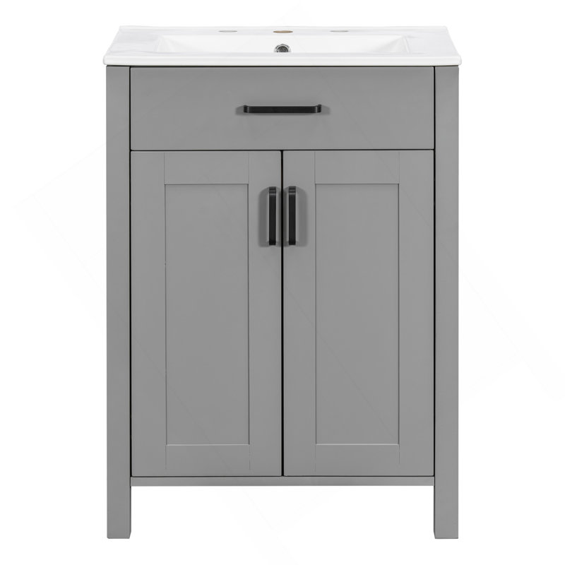 Modern 48-Inch Bathroom Vanity With Ceramic Sink, Soft-Close Doors, Flip Drawer, Double-Layer Door Shelves, Elegant Storage Solution