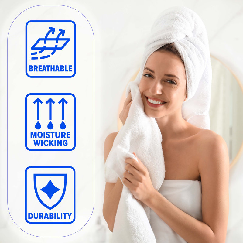 Ensemble de serviettes 100% coton Kreager 500 GSM, Blanc, Ensemble 6 serviettes de bain
