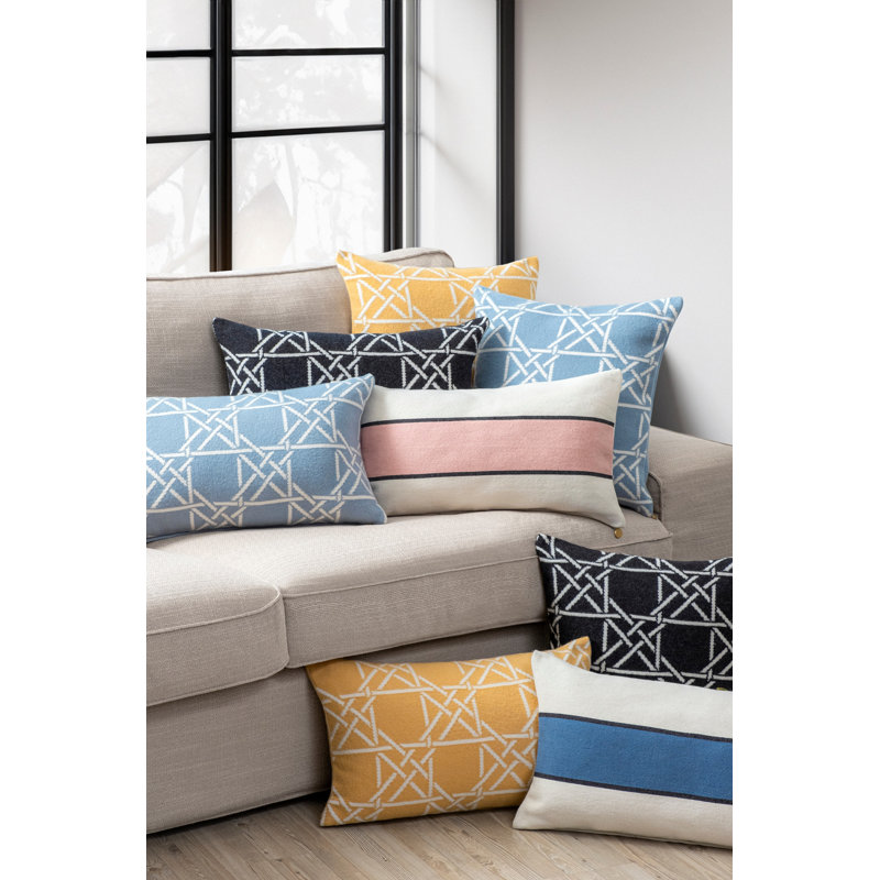 Blush Cotton Rectangular Throw Pillow with Zipper Closure