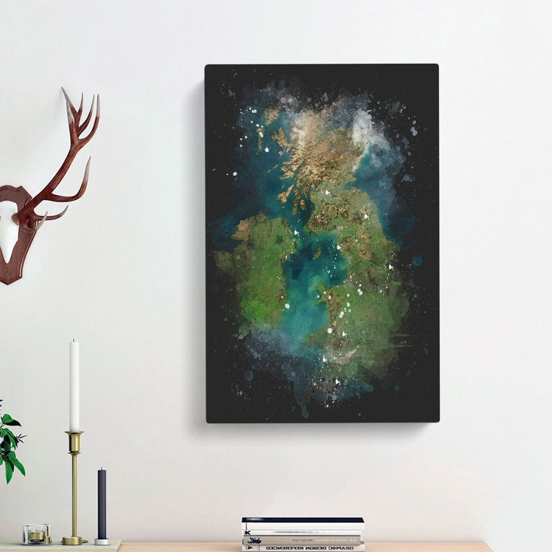 View Of Ireland & Great Britain - Wrapped Canvas Painting, 91cm H x 60cm W x 3cm D
