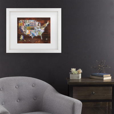 « USA License plaque Map »-impression d’art graphique