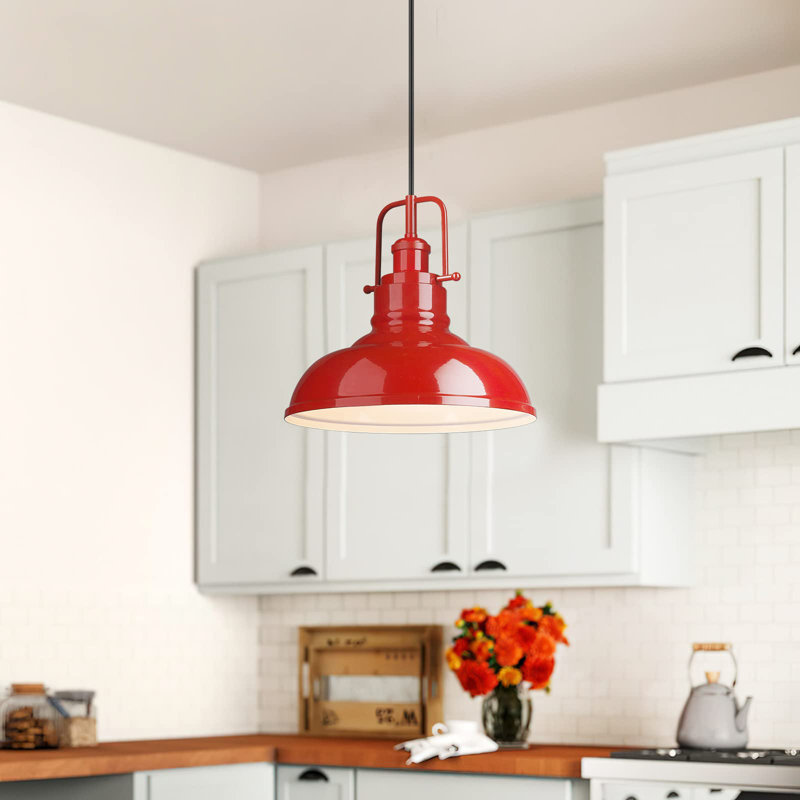 Luminaire suspendu 1 lumière Castillon, Rouge