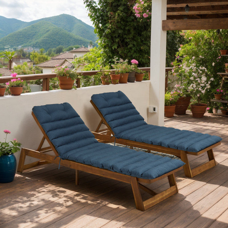 Coussin de chaise longue d'extérieur 2 pièces, Bleu marine