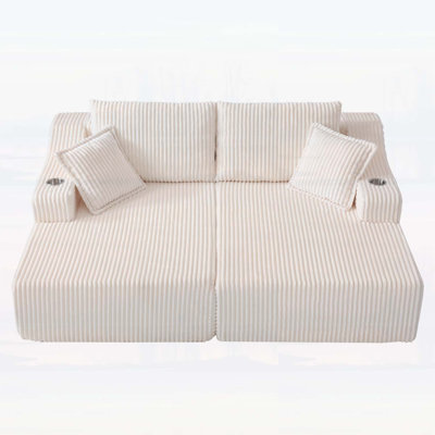 Canapé-lit surdimensionné double de 83 pouces, canapé-lit désossé avec assise profonde et 6 coussins pour un confort ultime