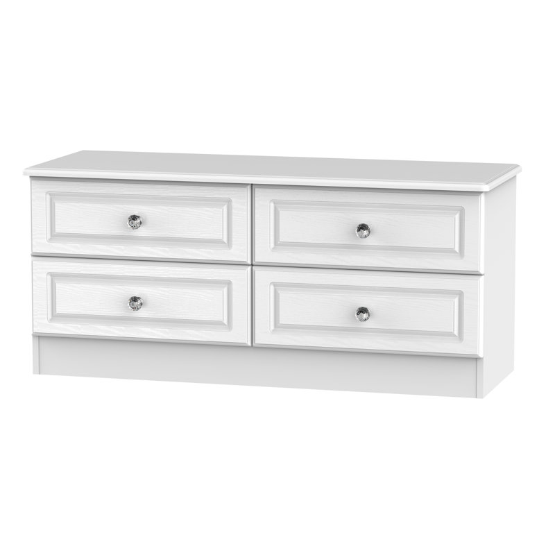 Fully Assembled Asphodèle 4 Drawer Chest, White Ash