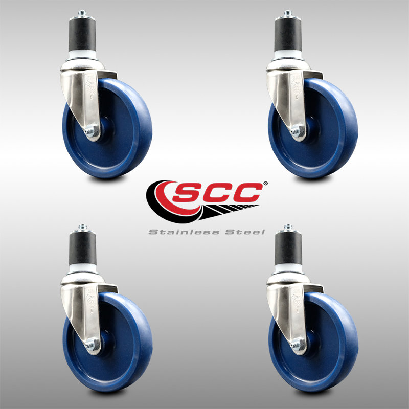 Ensemble de roulettes extensibles pivotantes en polyuréthane 316SS SCC