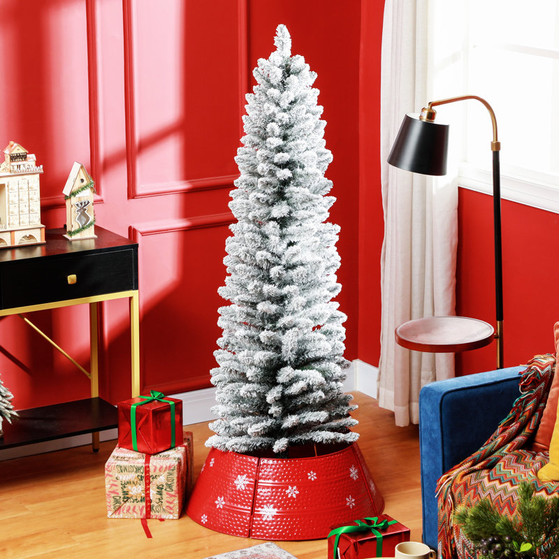 Arbre de Noël artificiel avec 263 pointes enneigées, base en métal, arbre de Noël réaliste, 4.9'