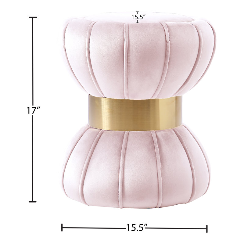 Cerjio Velvet Ottoman, Pink Velvet