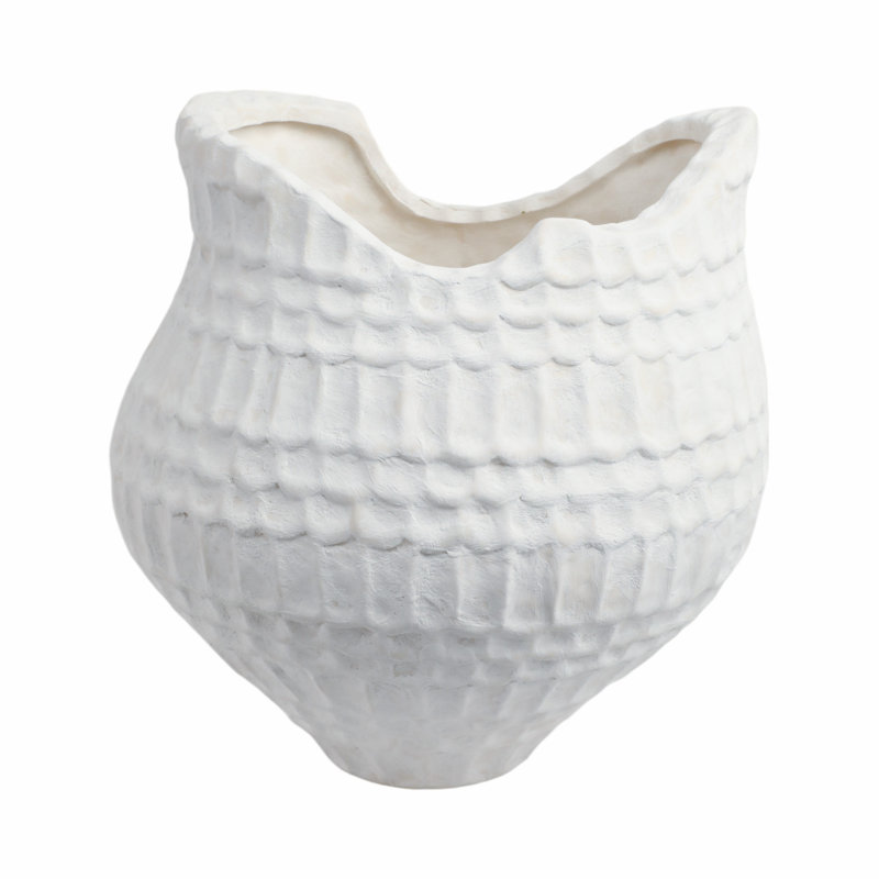 Sagebrook Home 16" Callan Large 3D Printed Porcelain Vase, Ivory, 16" H x 16" W x 16" D