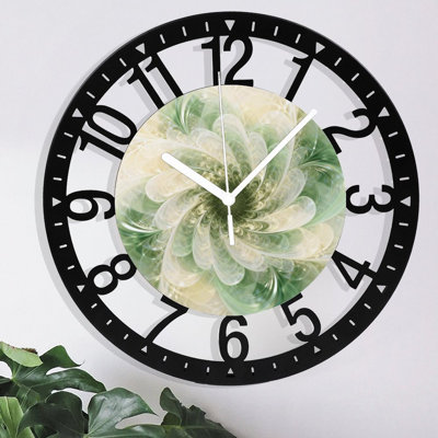 10" Round Iron Wall Clock with Silent Quartz Movement, Arabic Numerals, UV-Printed Design