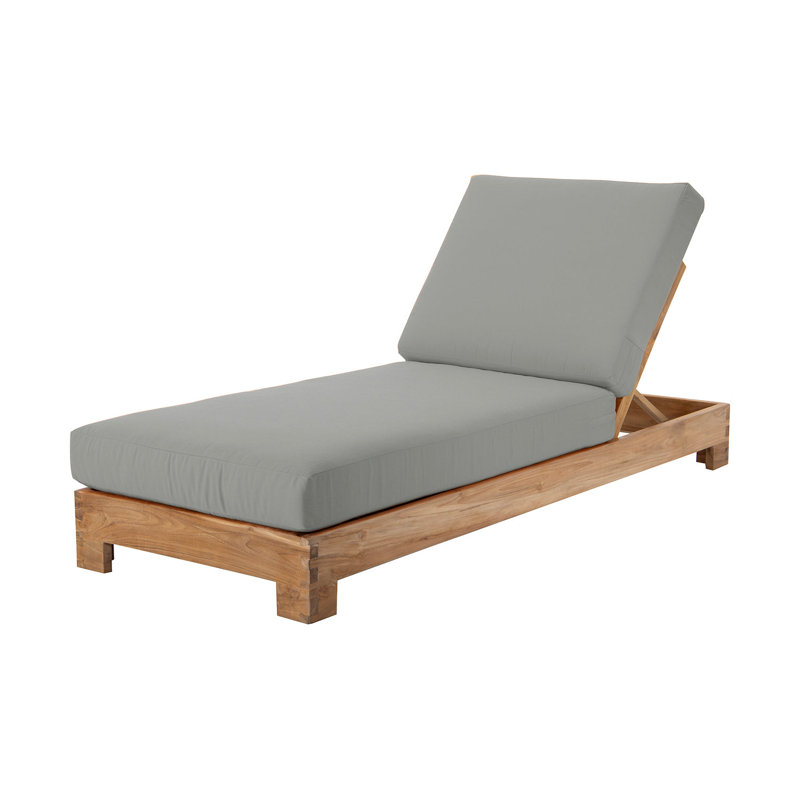 2 Pacific Teak Outdoor Chaise Loungers, Granite