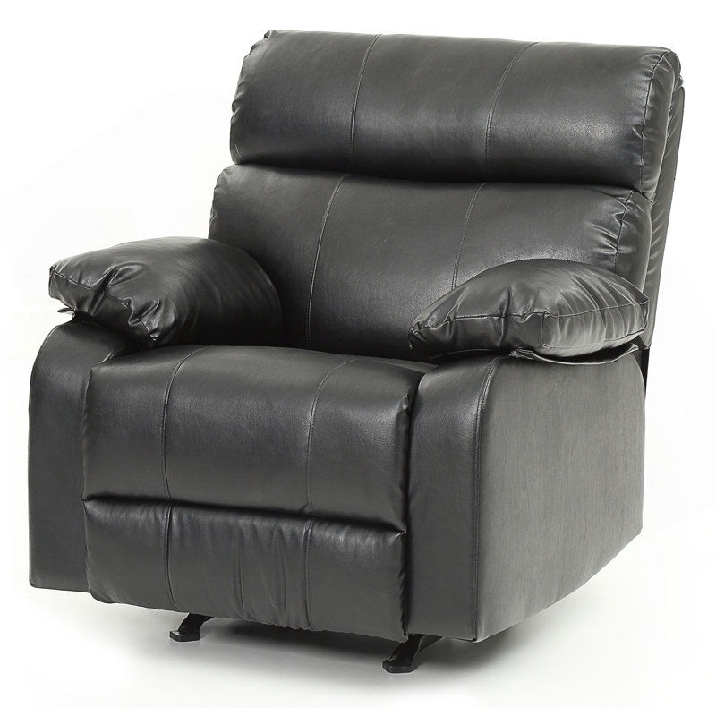 Furniture Manny G533-RC Rocker Recliner, Black Faux Leather