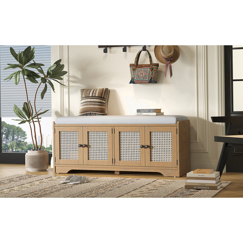 Banc de rangement Rustic, Beige/brun