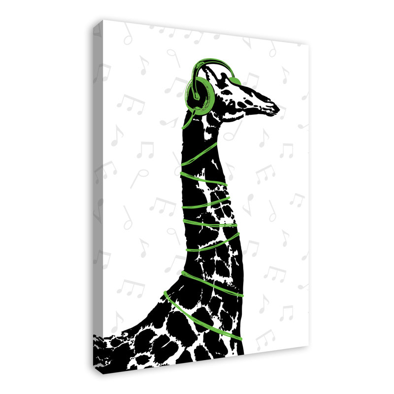 Girafe sur toile tendue, H 36 po x l 24 po x P 1,25 po, Vert