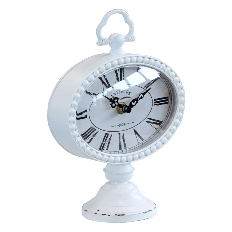 Metal Electric Alarm Tabletop Clock in White