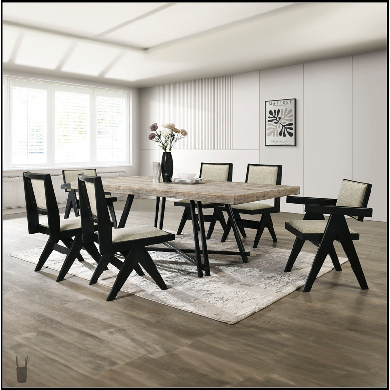 Ensemble de salle à manger contemporain 5 pièces noir avec table en bois d'hévéa et 4 chaises d'appoint, parfait pour l'élégance moderne et la durabilité.