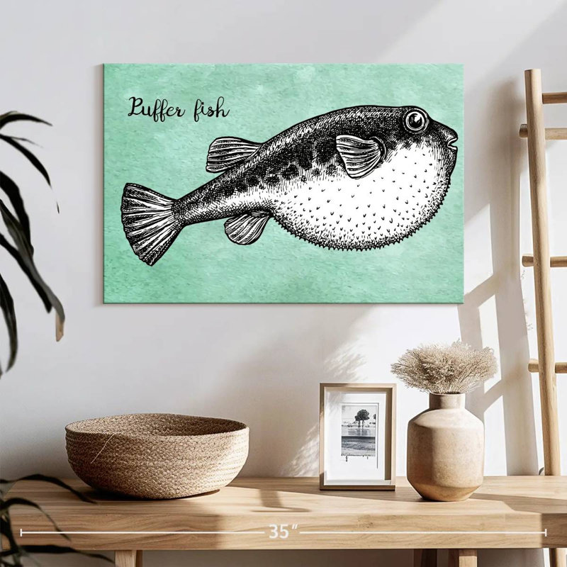 Brampt Puffer Fish Sketch, 16" H x 24" W