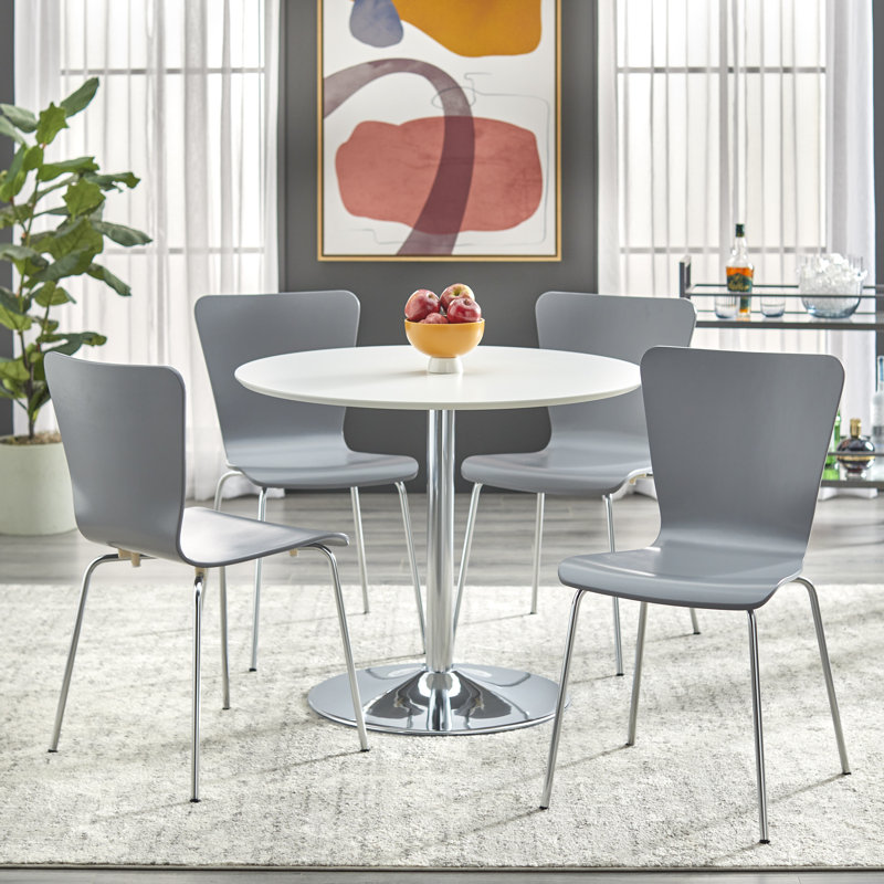 Ensemble de salle à manger Theotis, Gris, 5 (1 table + 4 chaises)