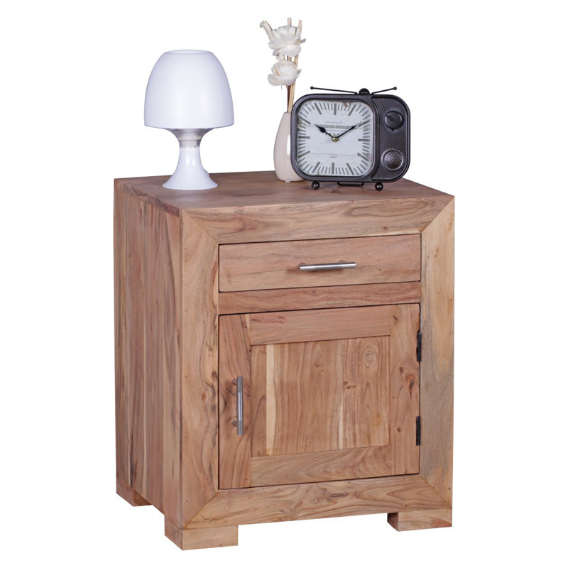 Medway 50cm W Solid Wood Bedside Table, Acacia