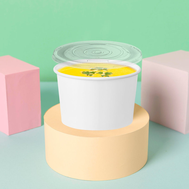 Gobelets à soupe en papier trapus de 170 ml avec couvercles - 1000 réglages