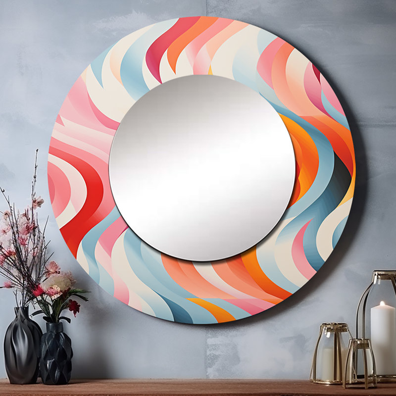 Art décoratif coloré, surréalisme I - miroir mural décoratif, grand miroir rond moderne, impression sur métal, 36 po x 36 po