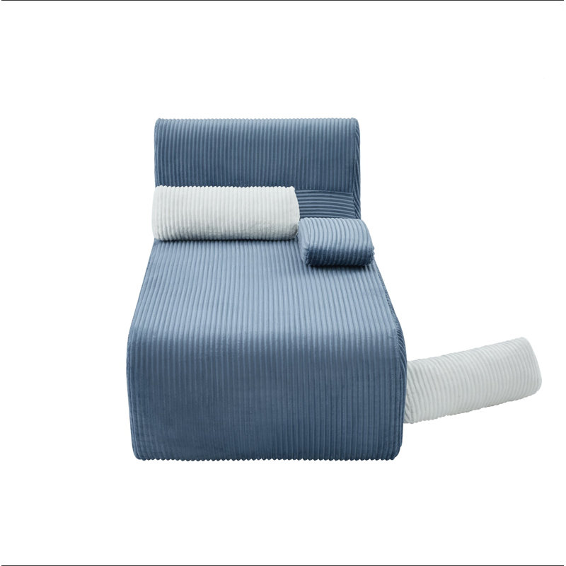 Canapé moderne sans méridienne 34,2 po, Blue Corduroy