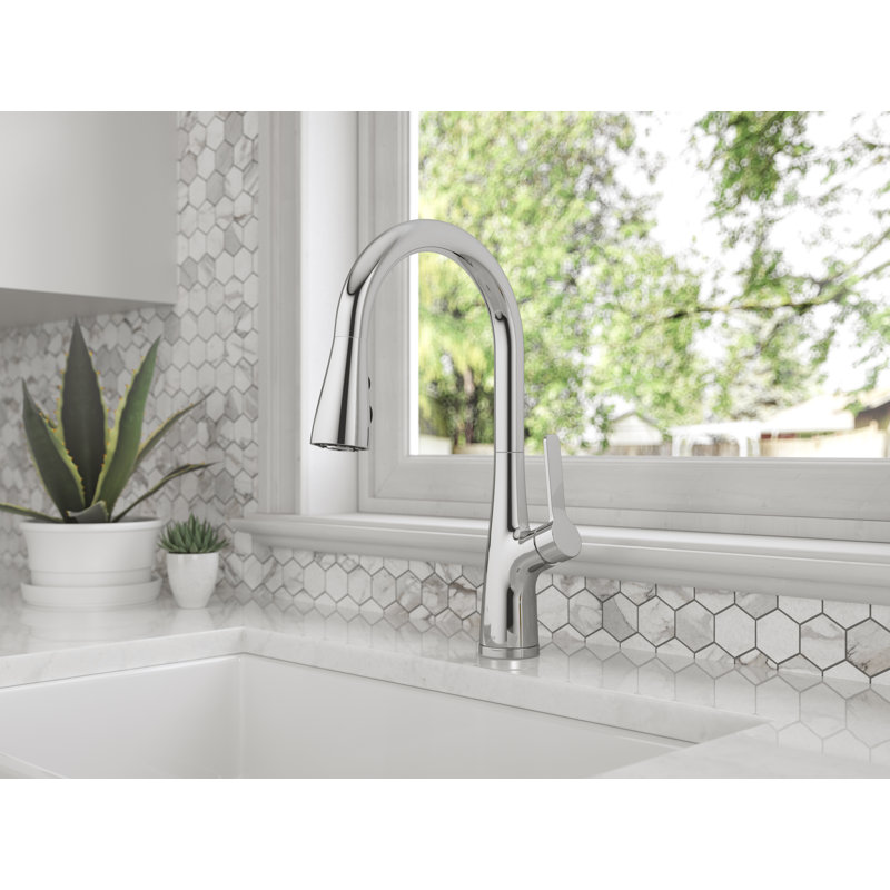 Neera Pull Down Single Handle Kitchen Faucet, Polished Chrome