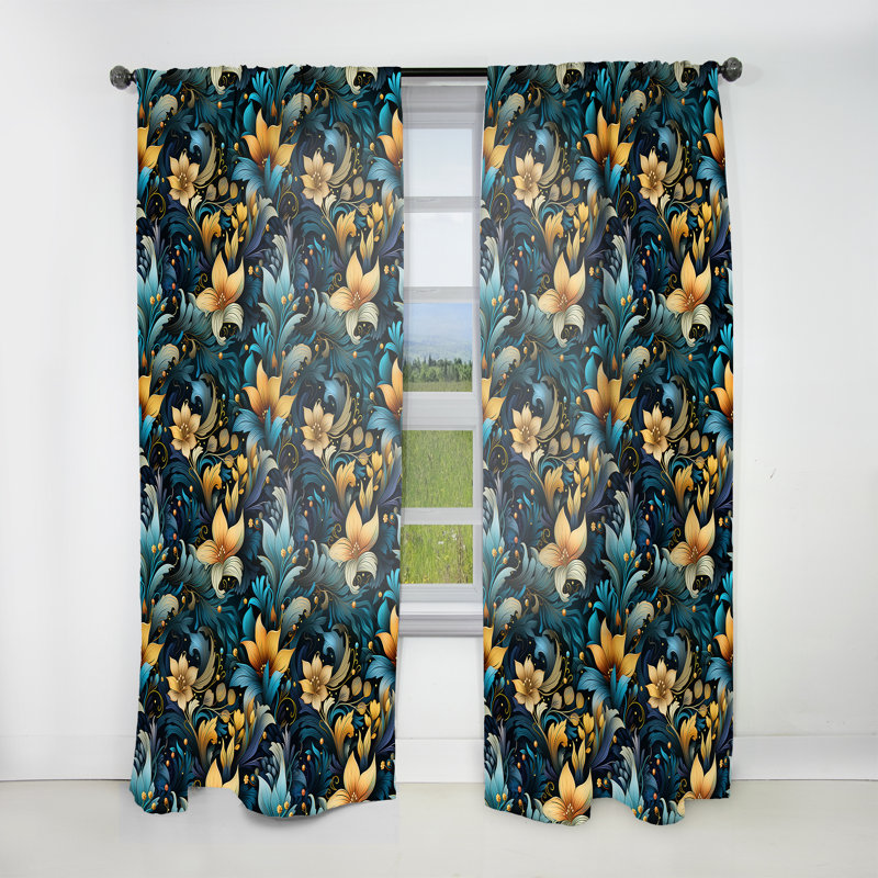 Rideau en velours glamour moderne Boho à motif cachemire II - 1 panneau, L 52 po x L 63 po