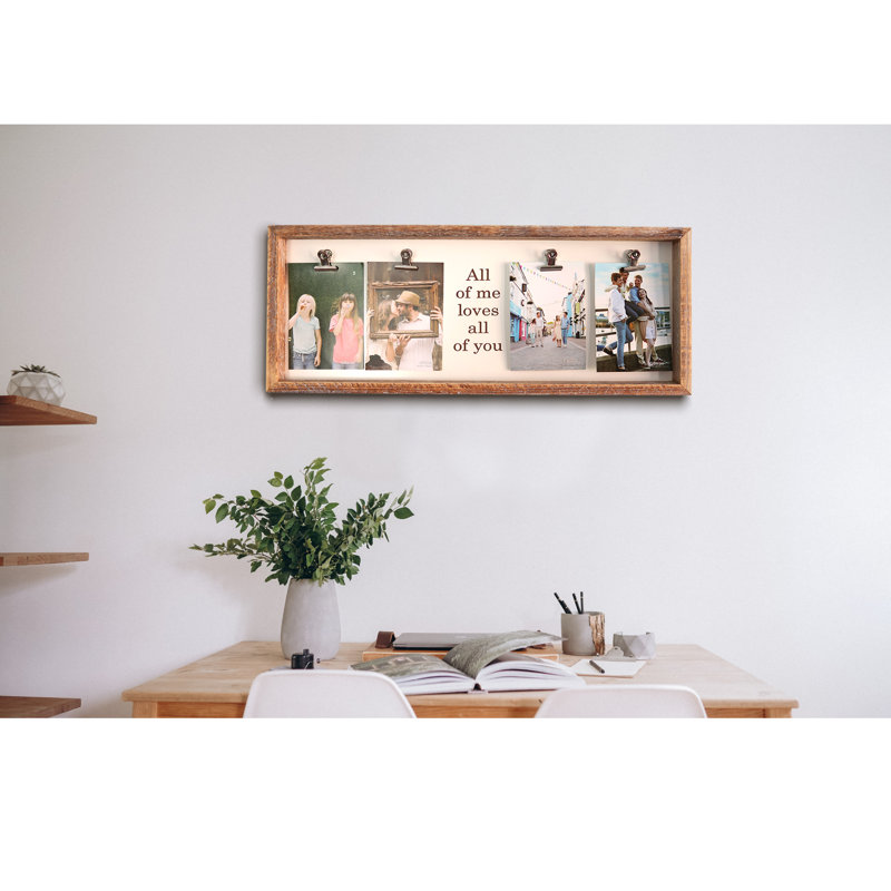 Cadre photo campagnard avec 4 clips, Gris rustique