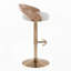 Tabouret de bar pivotant réglable en métal doré, bois blanchi et tissu d'avoine avec repose-pieds arrondi en forme de T, lot de 3-65468281-65468282