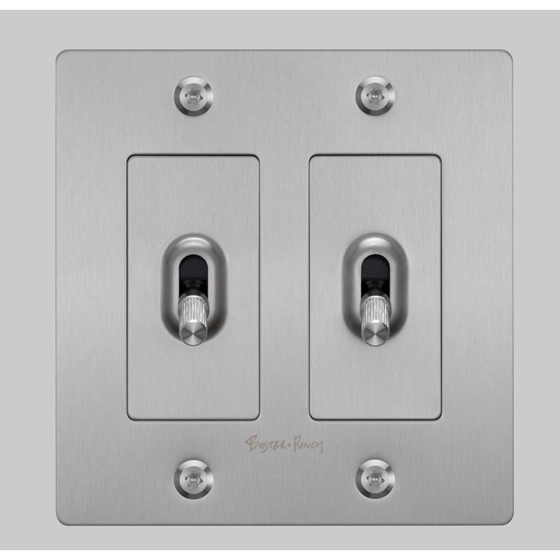 2G Toggle / Linear / With Logo, Steel, 2 Gang