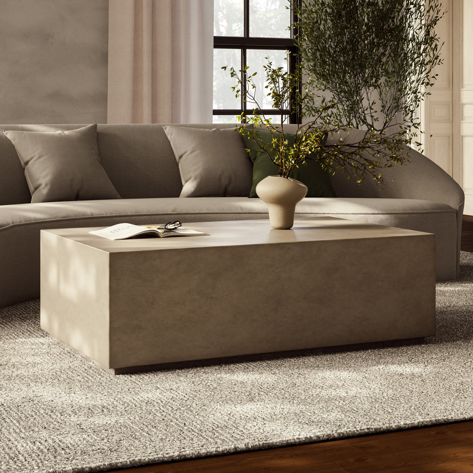 Kareen 51" Coffee Table, Dark Gray