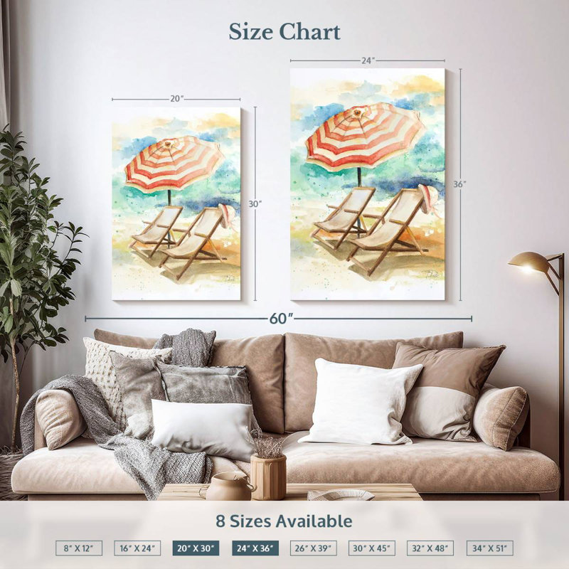 Parasol Kerner sur la plage I, H 36 po x l 24 po