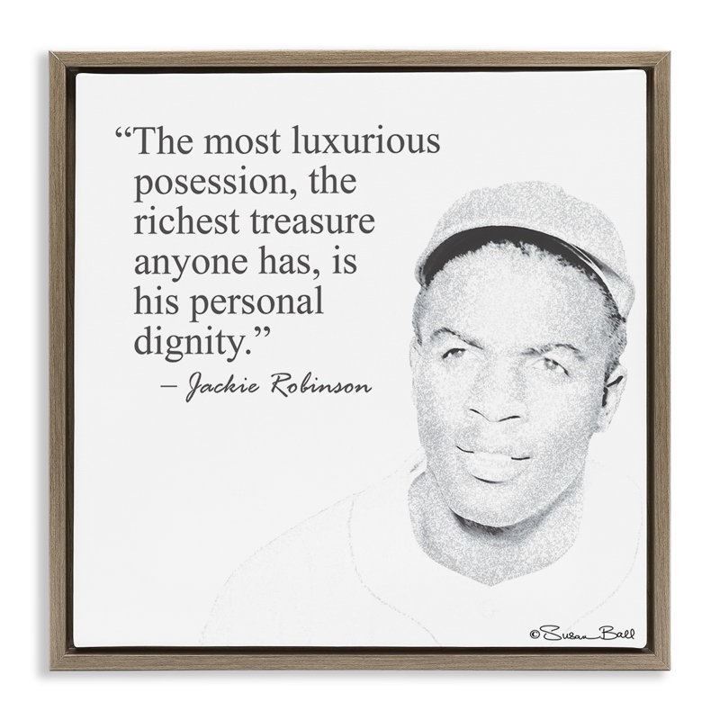 Citation de Jackie Robinson «Personal Dignity», Cadre flottant orme Montalcino, H 25 po x l 25 po