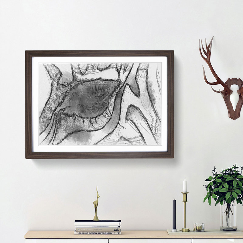 The Eye of a Zebra in Abstract - Picture Frame Graphic Art Print, 62cm H x 87cm W x 2cm D, Walnut Framed