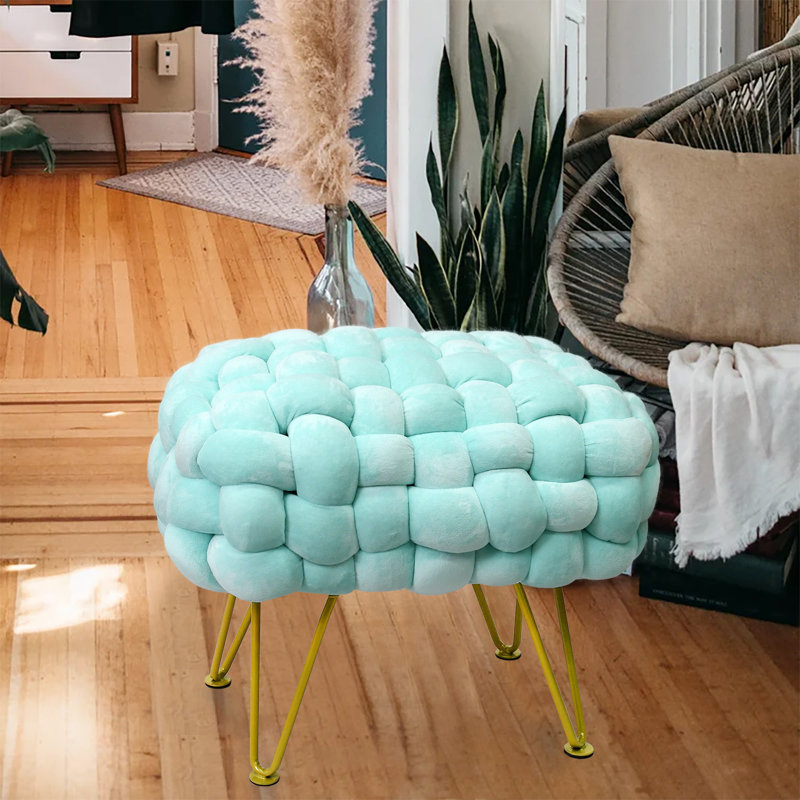 Opheim Velvet Ottoman, Limpet Shell Velvet