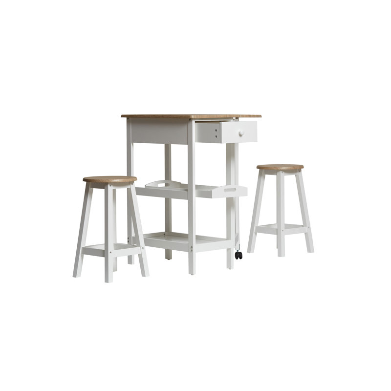Lamine Extendable Dining Set, White, White