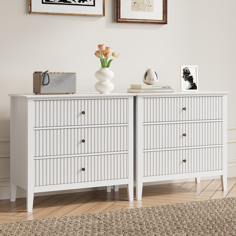 3 Drawer, White