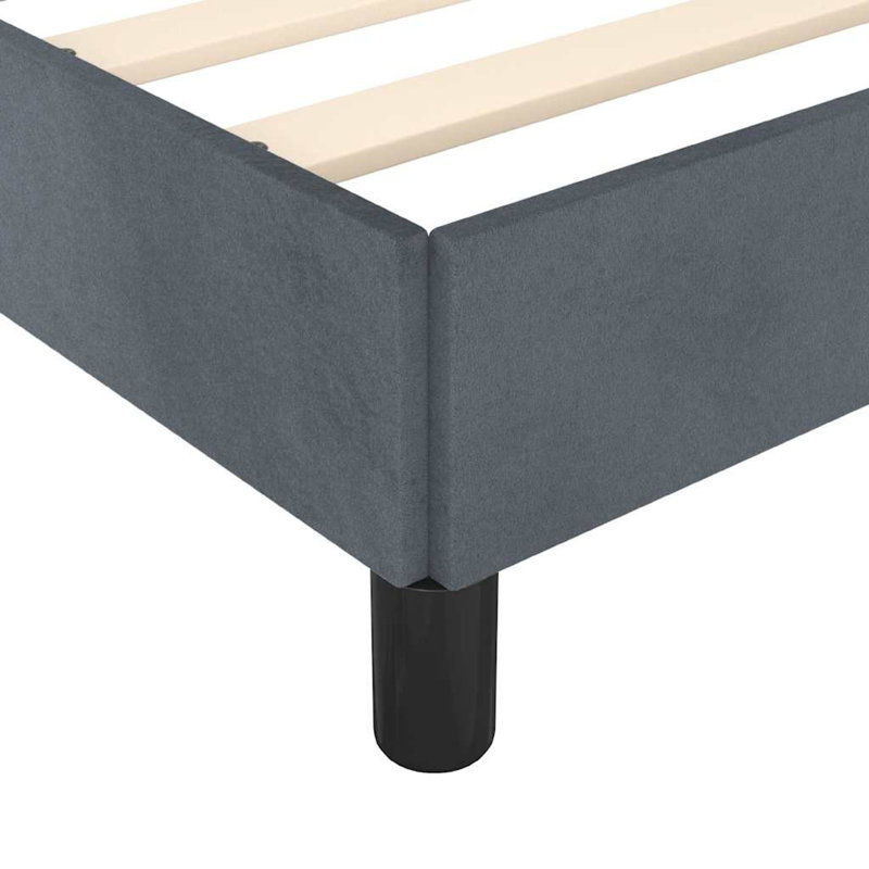 Structure de lit double Moa, tête de lit à profil bas, revêtement en velours gris foncé, Lit double, Gris foncé