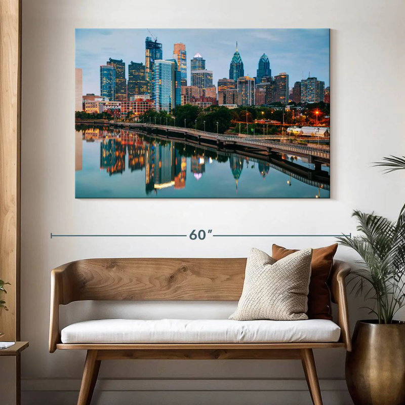 Silhouette de Sireci, Philadelphie et rivière Schuylkill, H 34 po x l 51 po