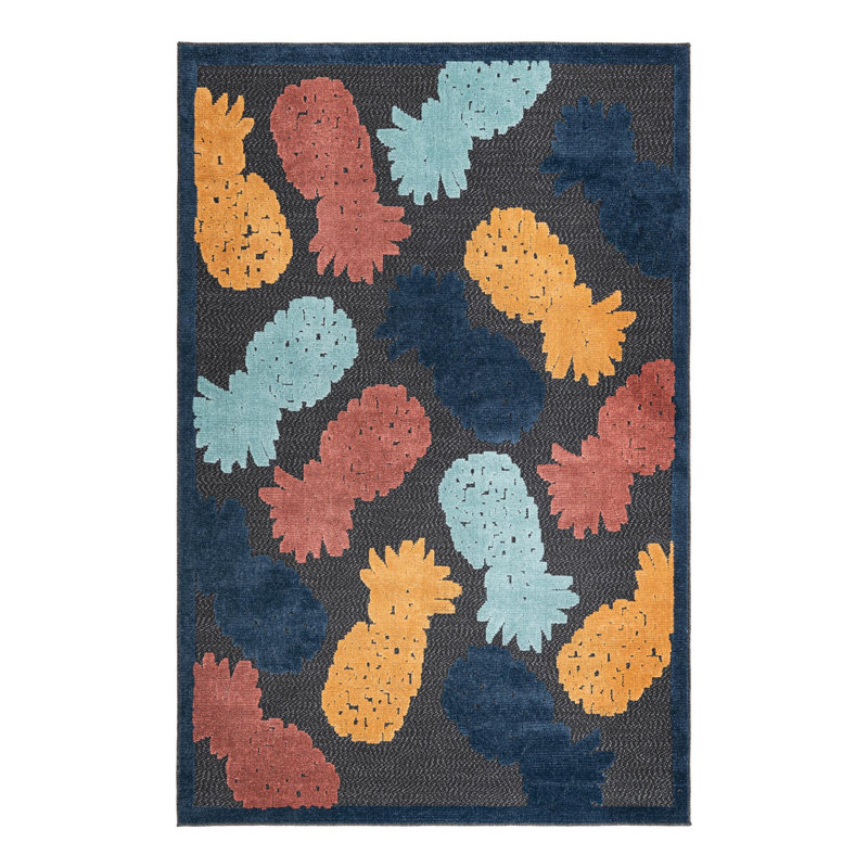 Medfield Indoor/Outdoor Rug Black, Rectangle 5'3" x 8'