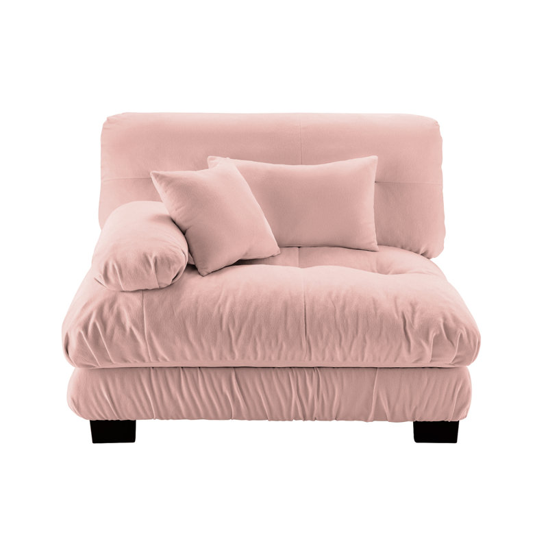 Big Chenille Sofa With Armless Design, Pink Chenille