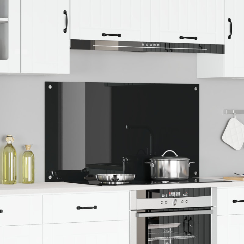 Kitchen Backsplash Tempered Glass, 60 x 120 cm, White