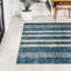 Tapis bleu / crème à rayures géométriques Ventress-88570957
