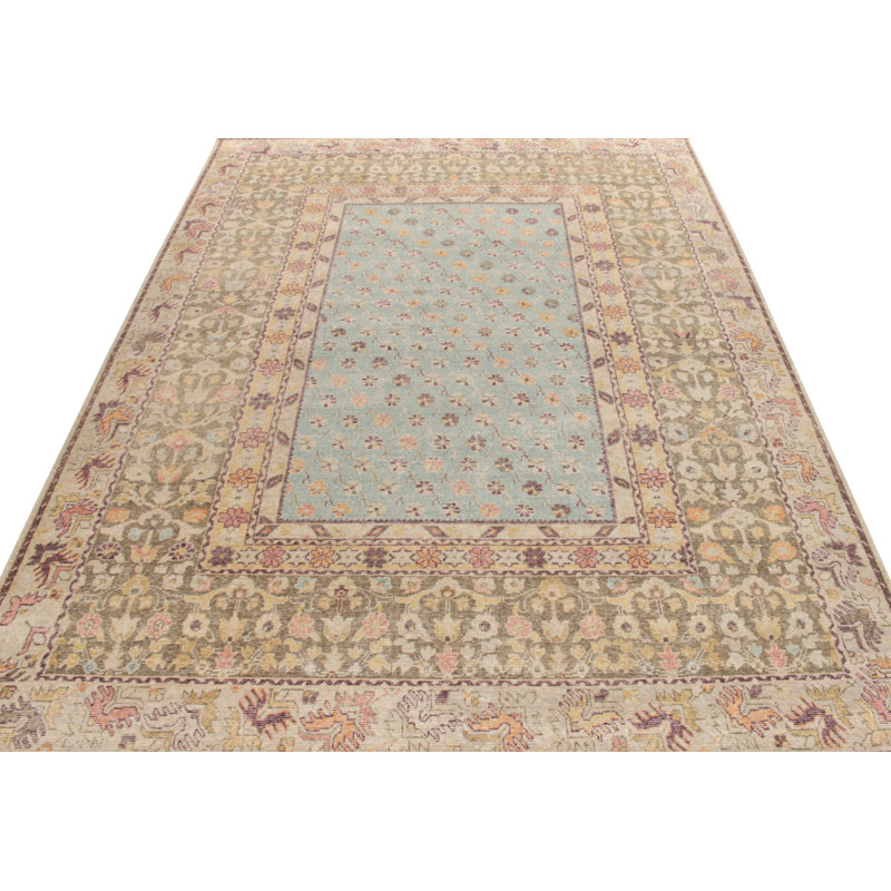 Distressed Homage Hand Knotted Wool Floral Area Rug, Runner 3' x 8'