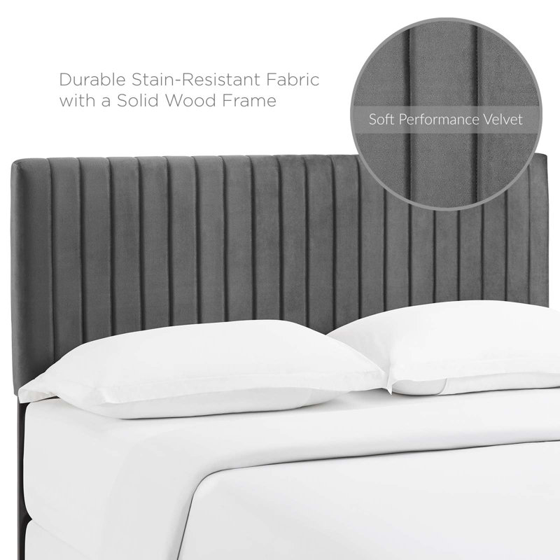 Modway Carson Carrington Stryn Velvet Headboard, Gray, Full/Queen