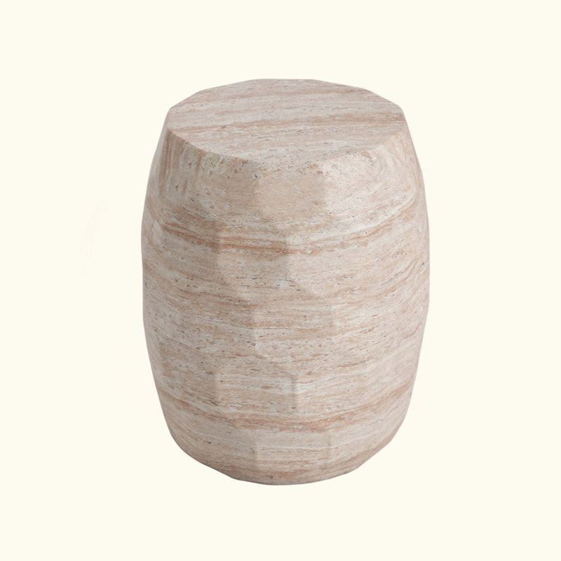 Table d'appoint d'extérieur / d'intérieur en béton léger avec finition en travertin, polyvalente et durable pour la vie moderne