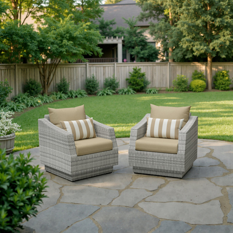 Fionnula Patio Chair with Sunbrella Cushions, Centered Ink Stripe Sunbrella®