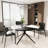 47” Faux Marble Round Dining Table for 4-6 Person, Modern Wooden Kitchen Table with Black Steel Legs, Circle Coffee Table for Kitchen, Diner Room, Black + White Marble